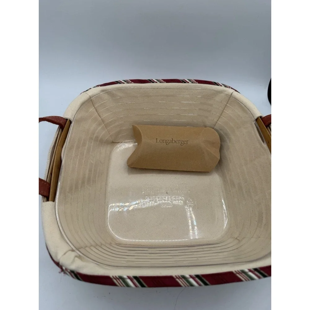 Longaberger 2005 Silver Bells Basket Set 🧺 Lid, Liner, Protector & Holiday Knob